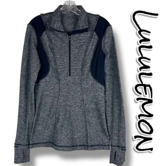 Lululemon Run Your Heart Out Pullover Heathered Black Jacket Womens Size 8 - Picture 1 of 14
